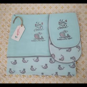 Embroidered Baby Blanket with Matching Burp Cloth